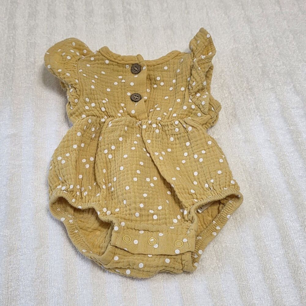 Rz By Rachel Zoe Yellow w\ White Polka-Dot One Piece Outfit Infant Size 0-3 Mo - Picture 2 of 5